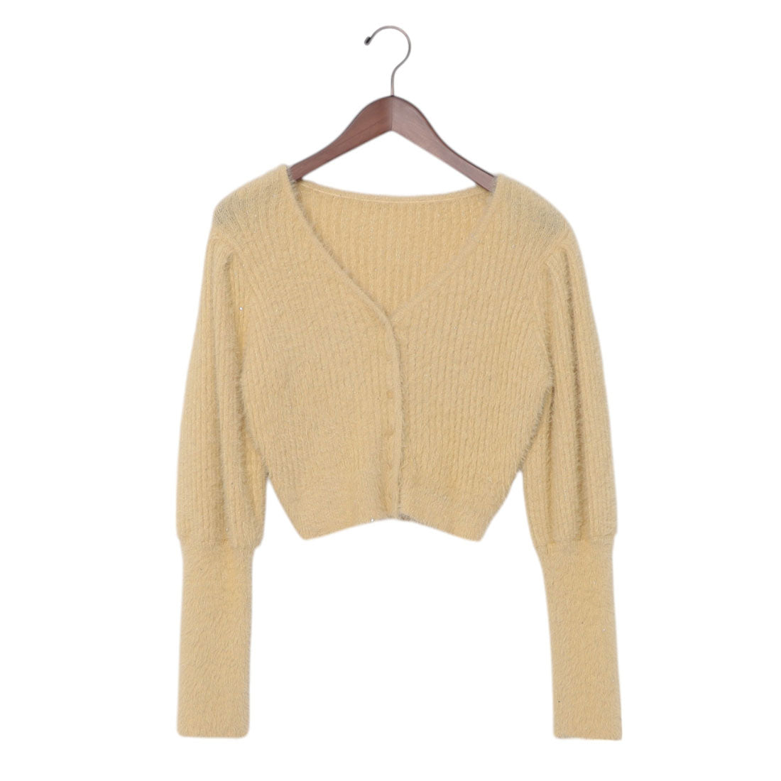 アルシーヴ archives スパンコールフェザーパフスリーブカーディガン （YEL） YEL