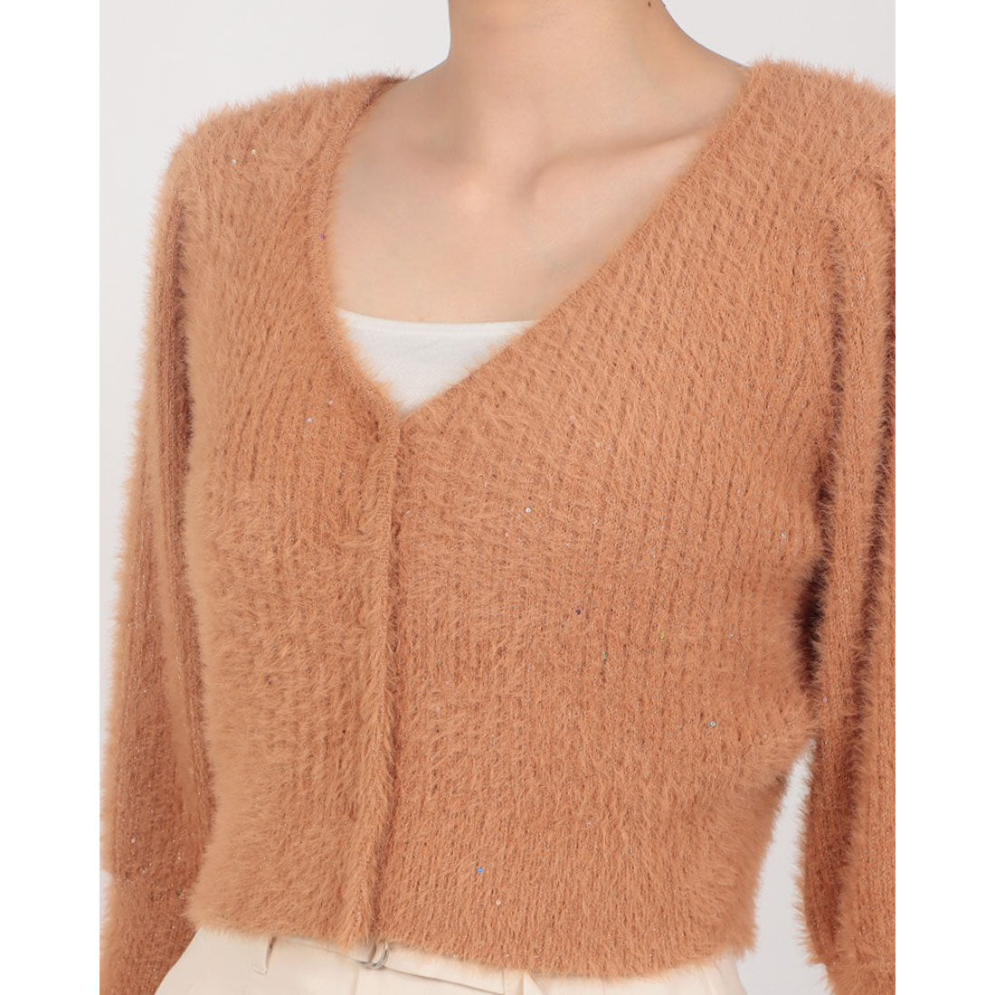 アルシーヴ archives スパンコールフェザーパフスリーブカーディガン （YEL） YEL