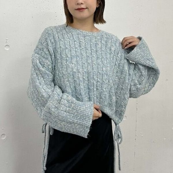 アルシーヴ archives ラメメランジケーブルドロストニット （BLU） BLU