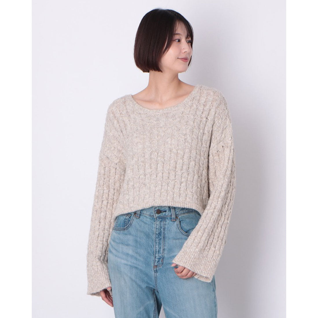 アルシーヴ archives ラメメランジケーブルドロストニット （IVO） IVO