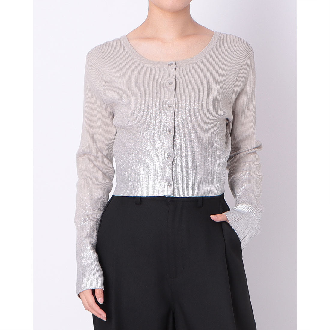 アルシーヴ archives 箔プリントリブニットカーディガン （SIGY） SIGY