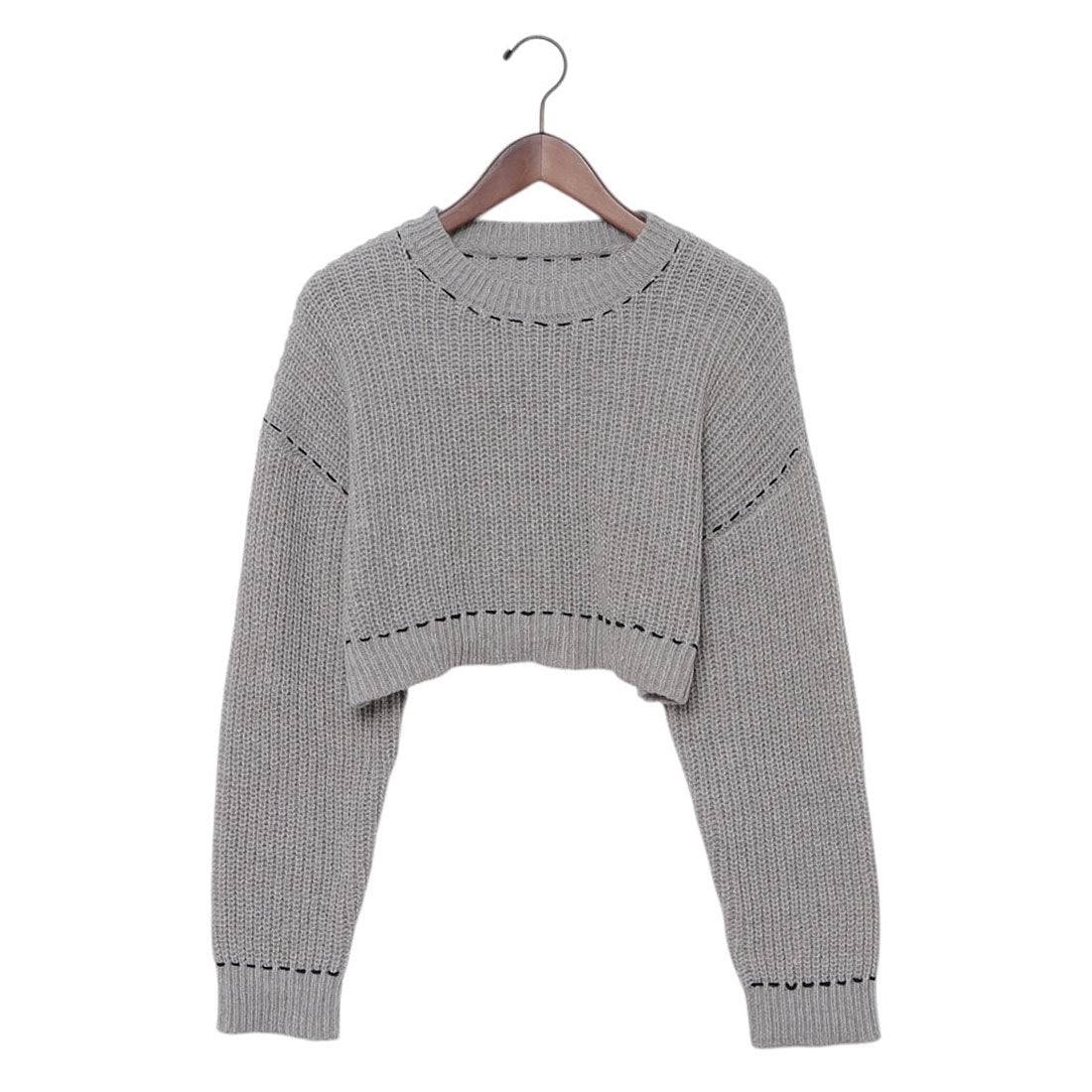 アルシーヴ archives 配色ステッチメランジショートニット （GRY） GRY