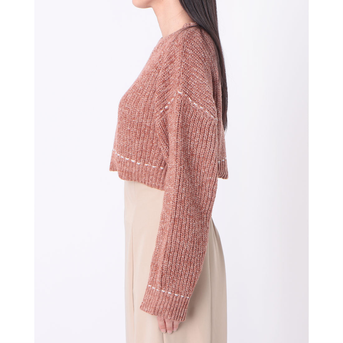 アルシーヴ archives 配色ステッチメランジショートニット （GRY） GRY