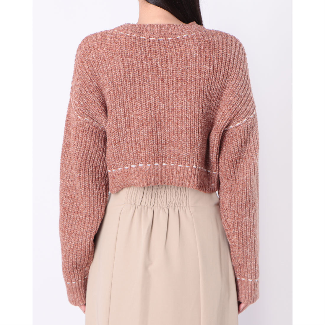 アルシーヴ archives 配色ステッチメランジショートニット （GRY） GRY