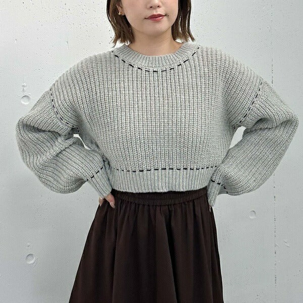 アルシーヴ archives 配色ステッチメランジショートニット （GRY） GRY