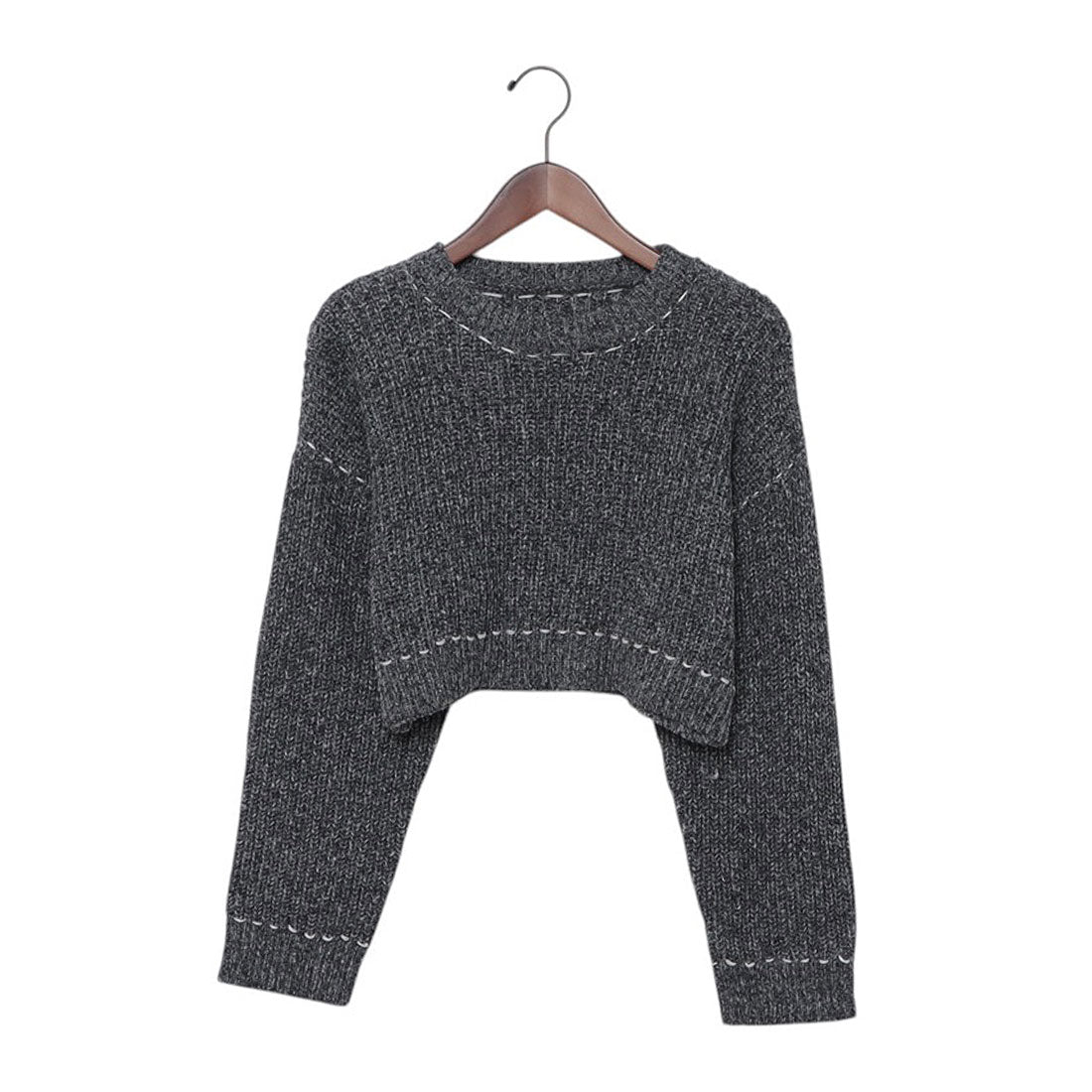 アルシーヴ archives 配色ステッチメランジショートニット （BLK） BLK