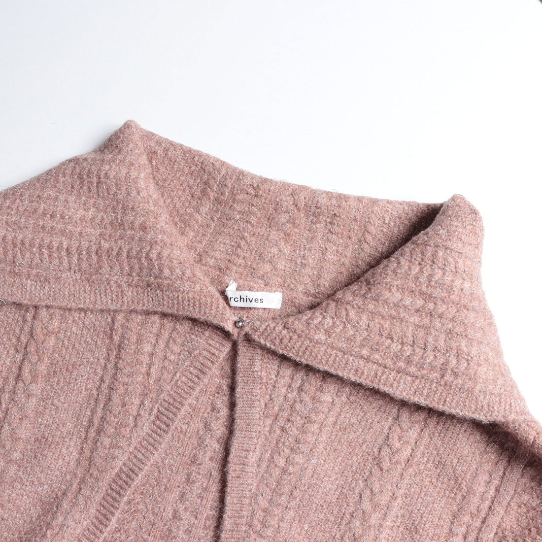 アルシーヴ archives BIGカラーレースUPラメケーブルニットカーディガン （PIBE） PIBE