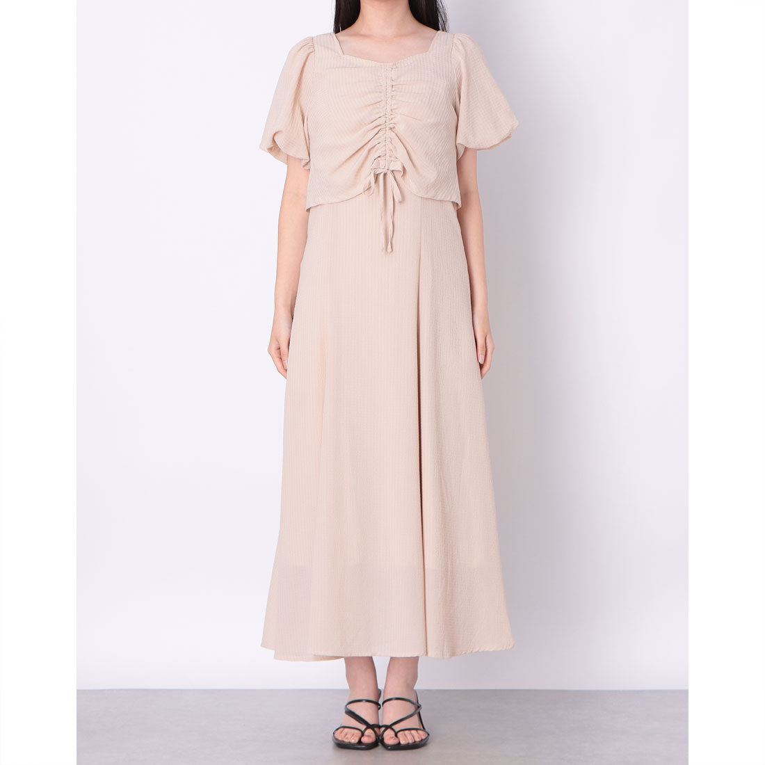 アルシーヴ archives シアーチェックマーメイドキャミワンピース+2Wayクロップドブラウスセット （BEIGE） BEIGE