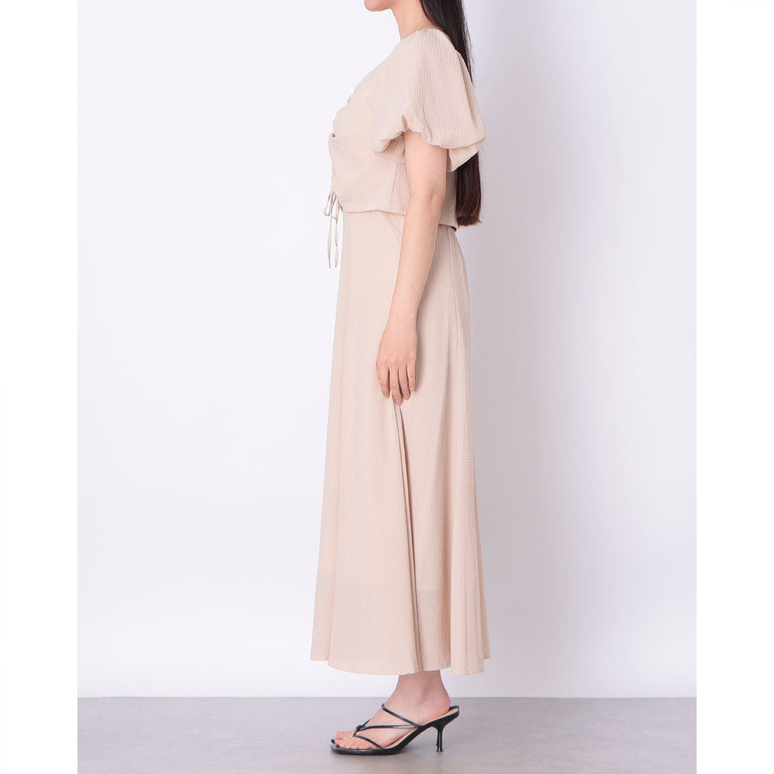 アルシーヴ archives シアーチェックマーメイドキャミワンピース+2Wayクロップドブラウスセット （BEIGE） BEIGE