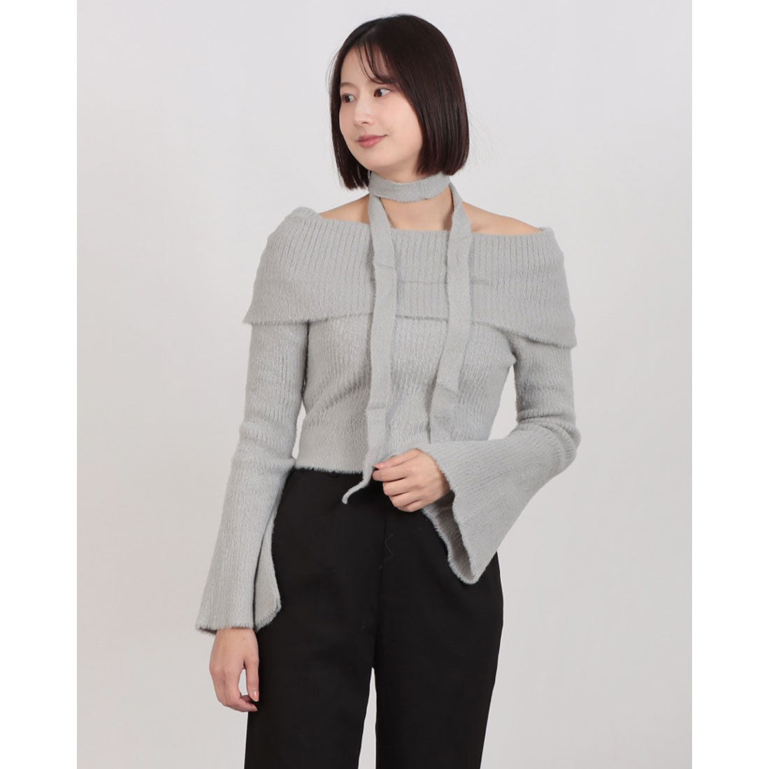 アルシーヴ archives チョーカーオフショルフェザーニット （GRY） GRY