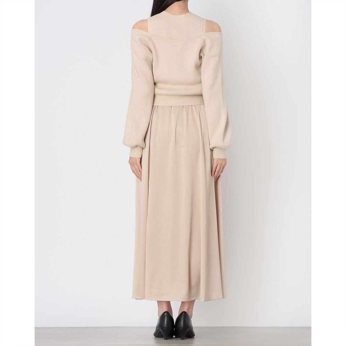 アルシーヴ archives オフショルニットカーディガン×ドッキングワンピースSET （BEG） BEG