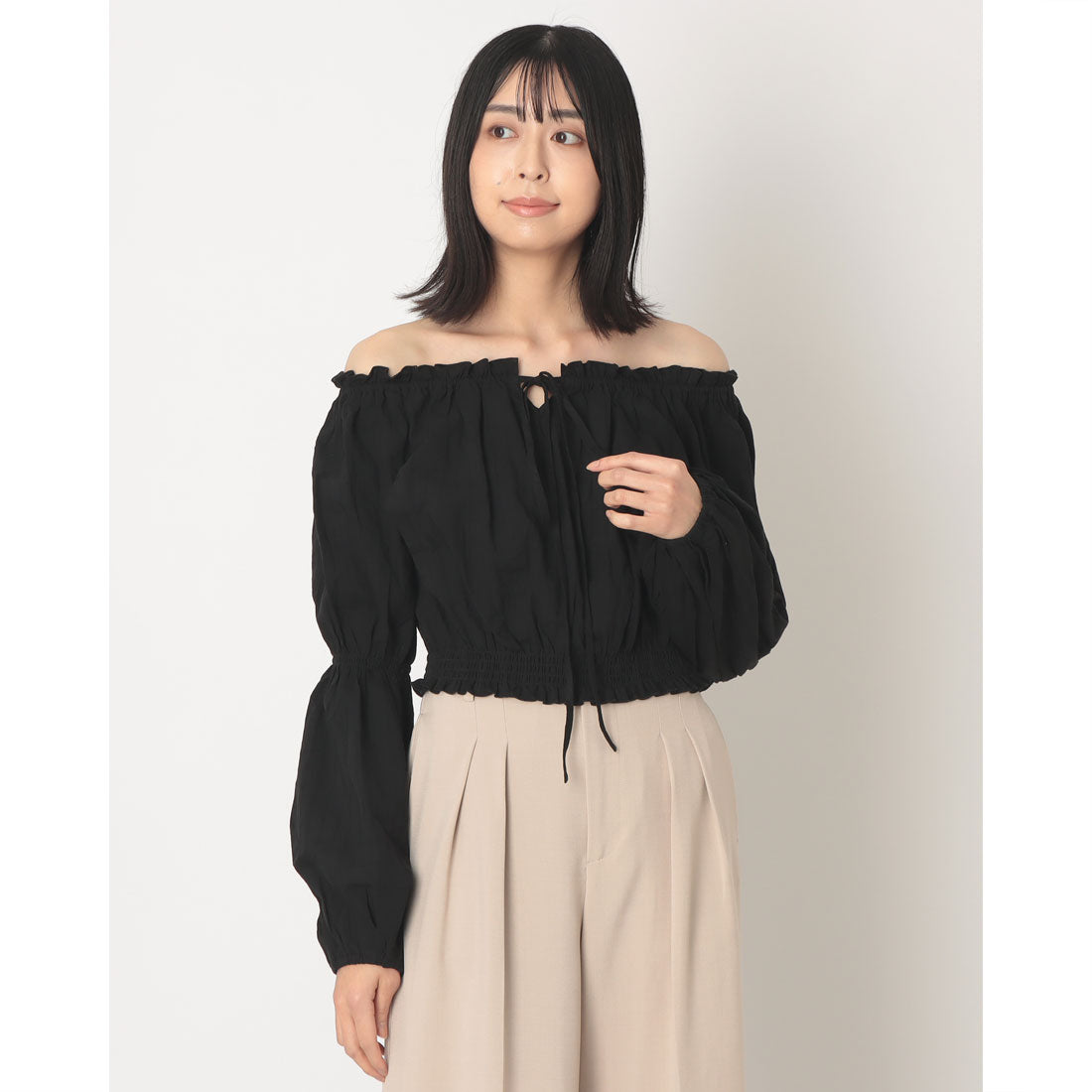 アルシーヴ archives コットンレースオフショルブラウス （BLK） BLK