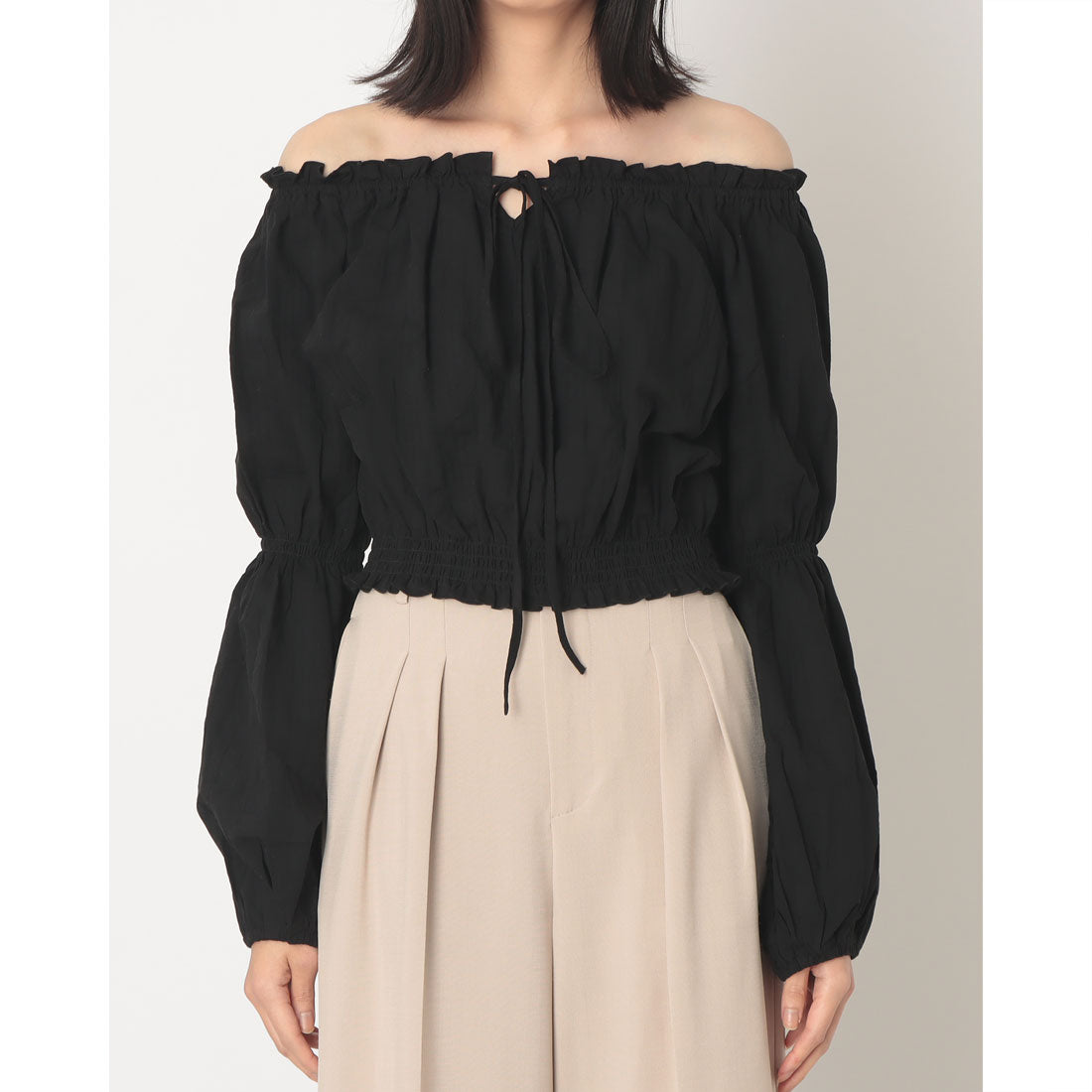 アルシーヴ archives コットンレースオフショルブラウス （BLK） BLK