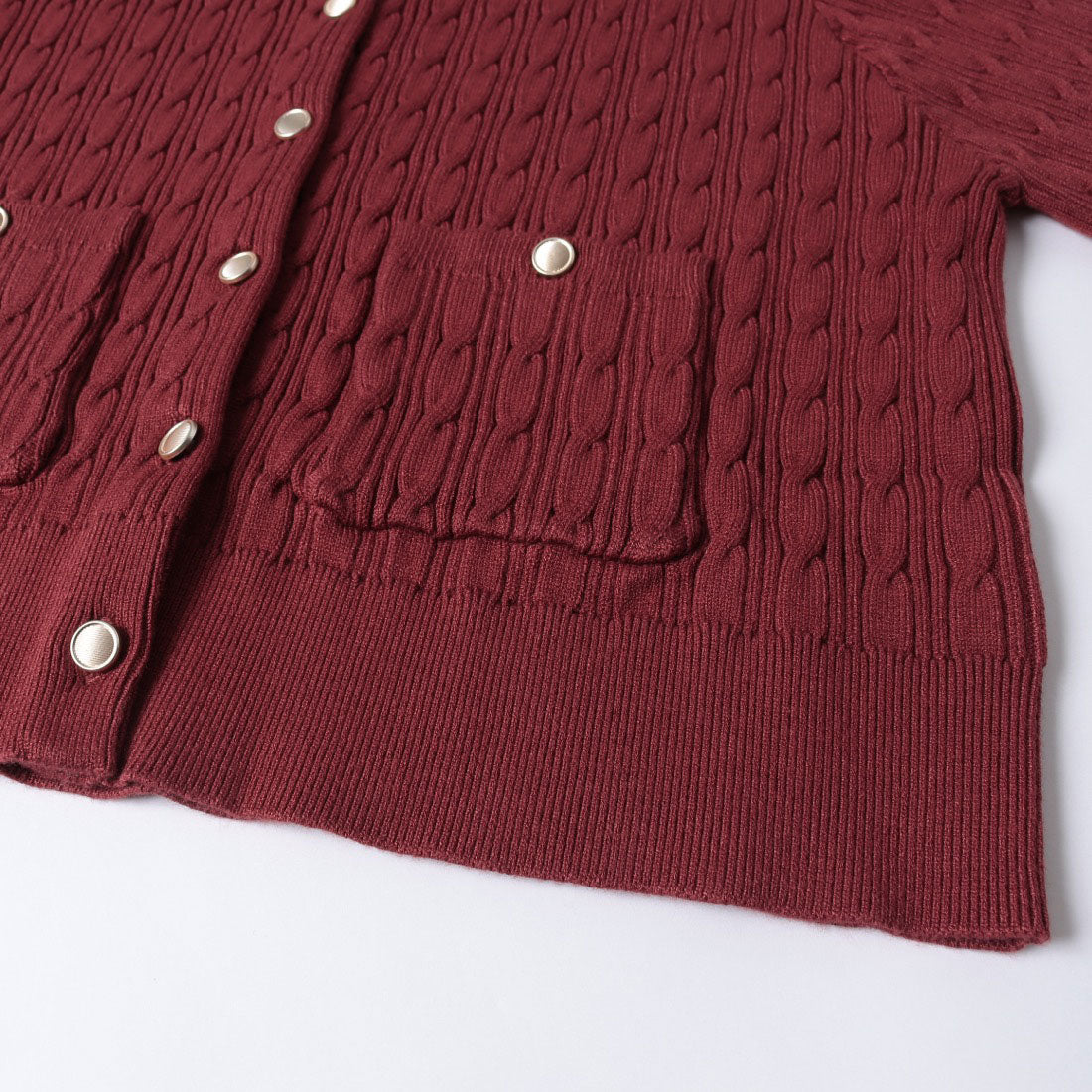 アルシーヴ archives ハーフスリーブ細ケーブルニットカーディガン （RED） RED
