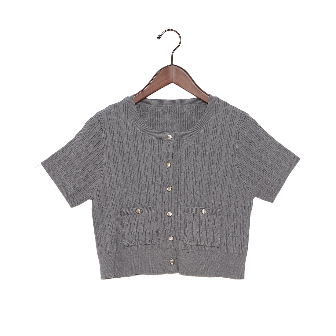 アルシーヴ archives ハーフスリーブ細ケーブルニットカーディガン （GRY） GRY
