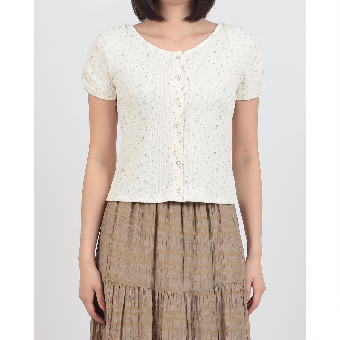 アルシーヴ archives 花柄アソートワッフルカットTOPS （BLK） BLK