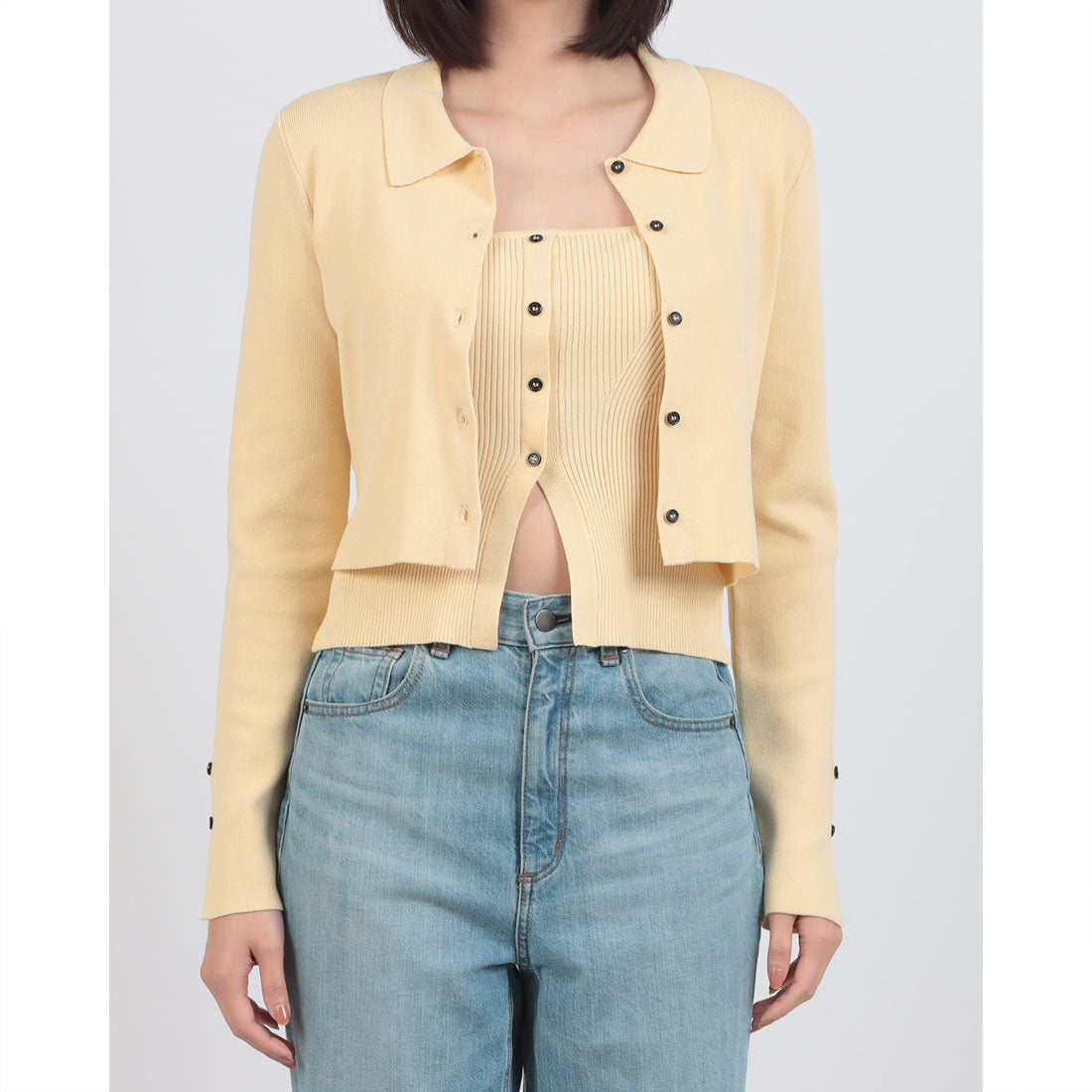 アルシーヴ archives 麻タッチポロニットアンサンブル （GRY） GRY