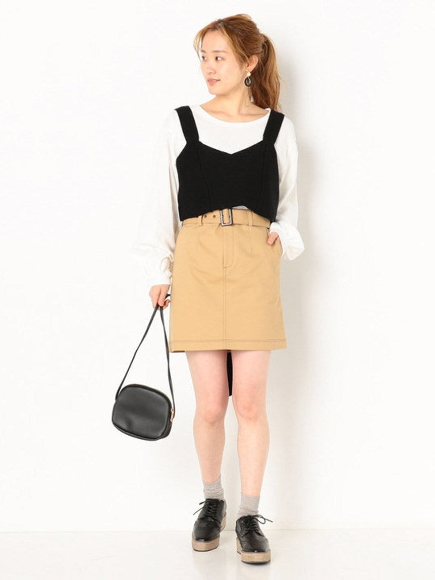 アルシーヴ archives 配色ステッチミニスカート （ベージュ） ベージュ