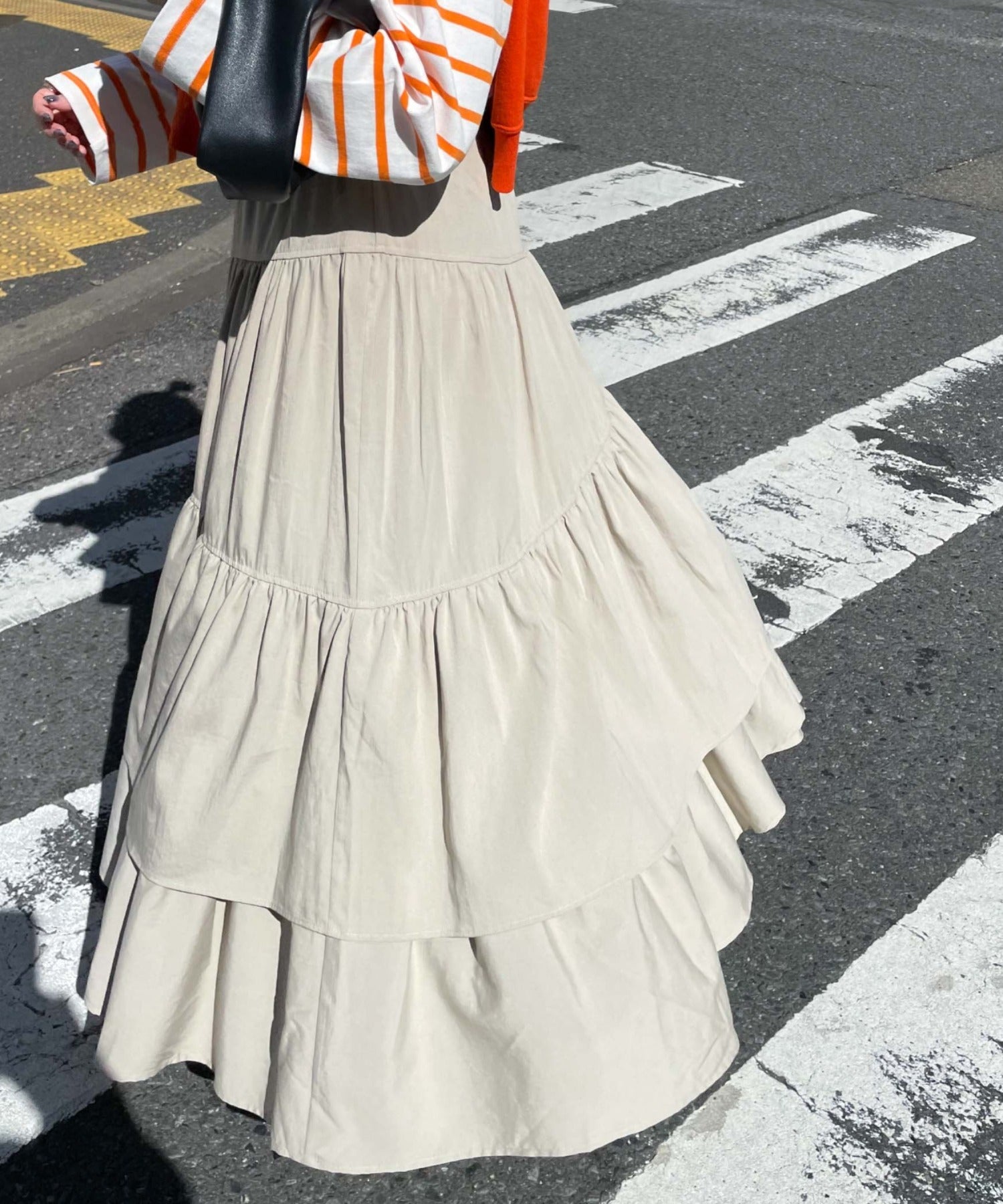 アルシーヴ archives a-Asymmetry Tiered Skirt,GRG