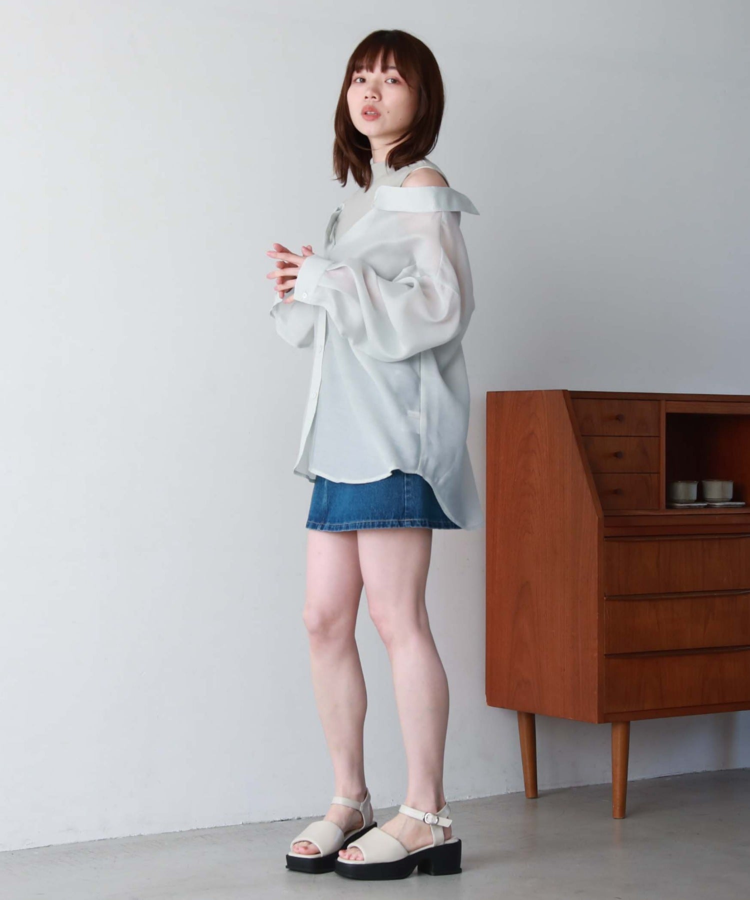 アルシーヴ archives マルチwayシアーシャツレイヤードTOPS,MIGR