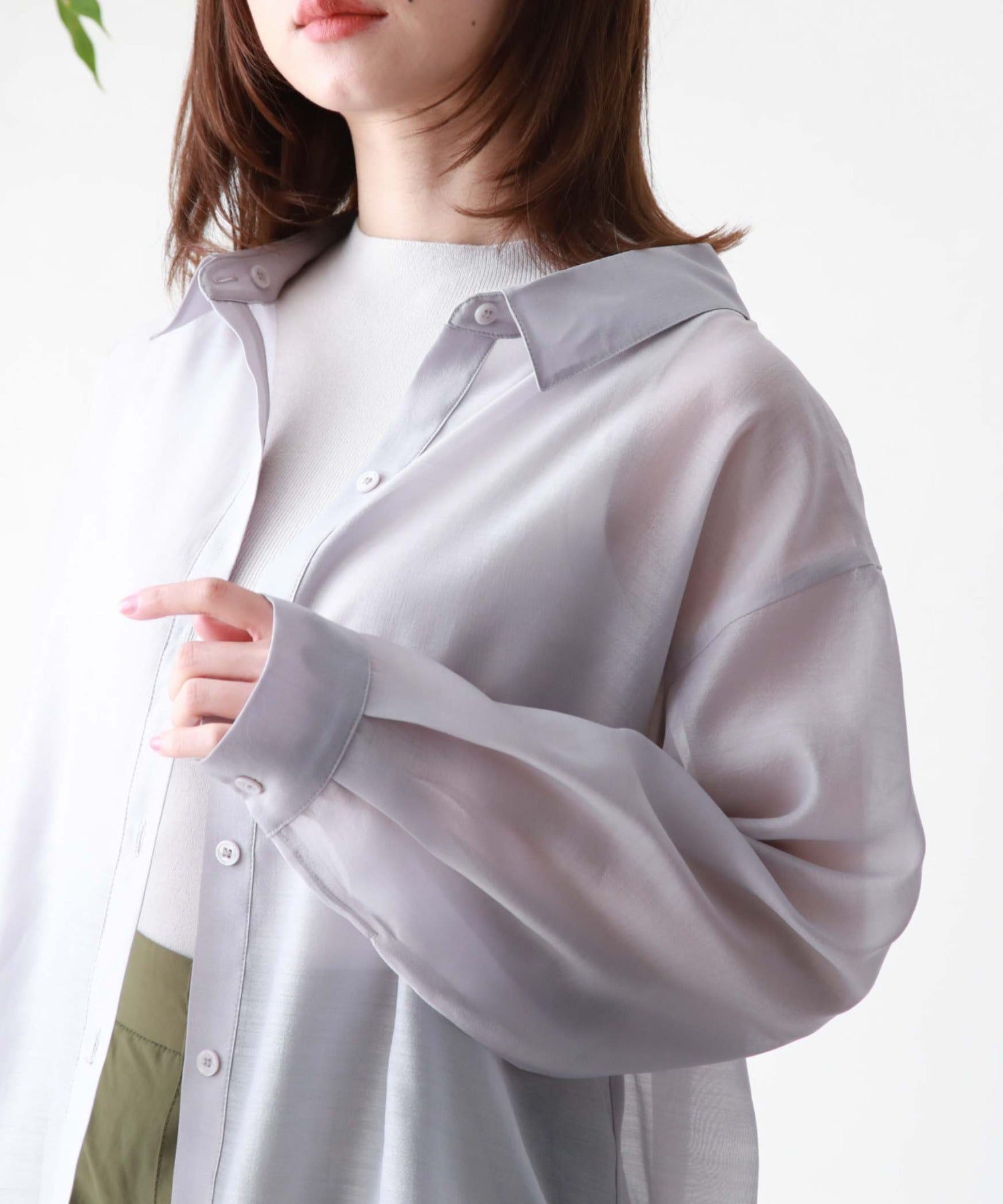 アルシーヴ archives マルチwayシアーシャツレイヤードTOPS,GRY