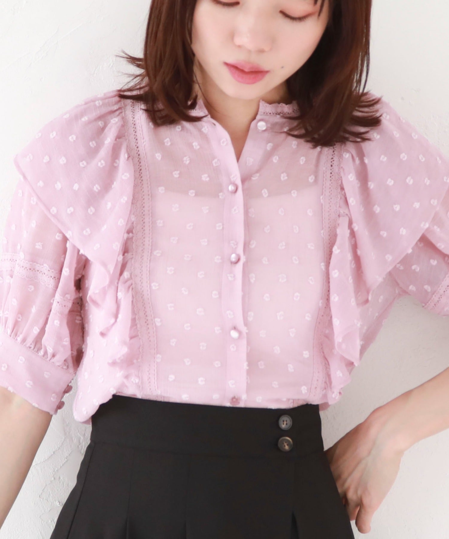 アルシーヴ archives ドビードットフリルブラウス