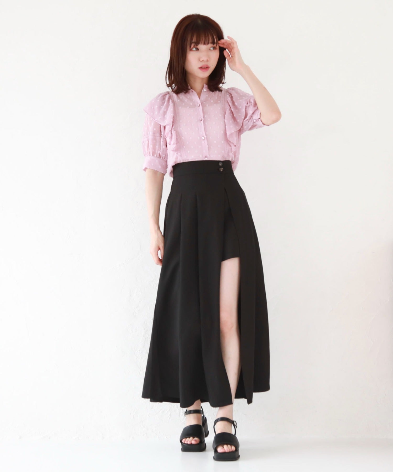 アルシーヴ archives ドビードットフリルブラウス