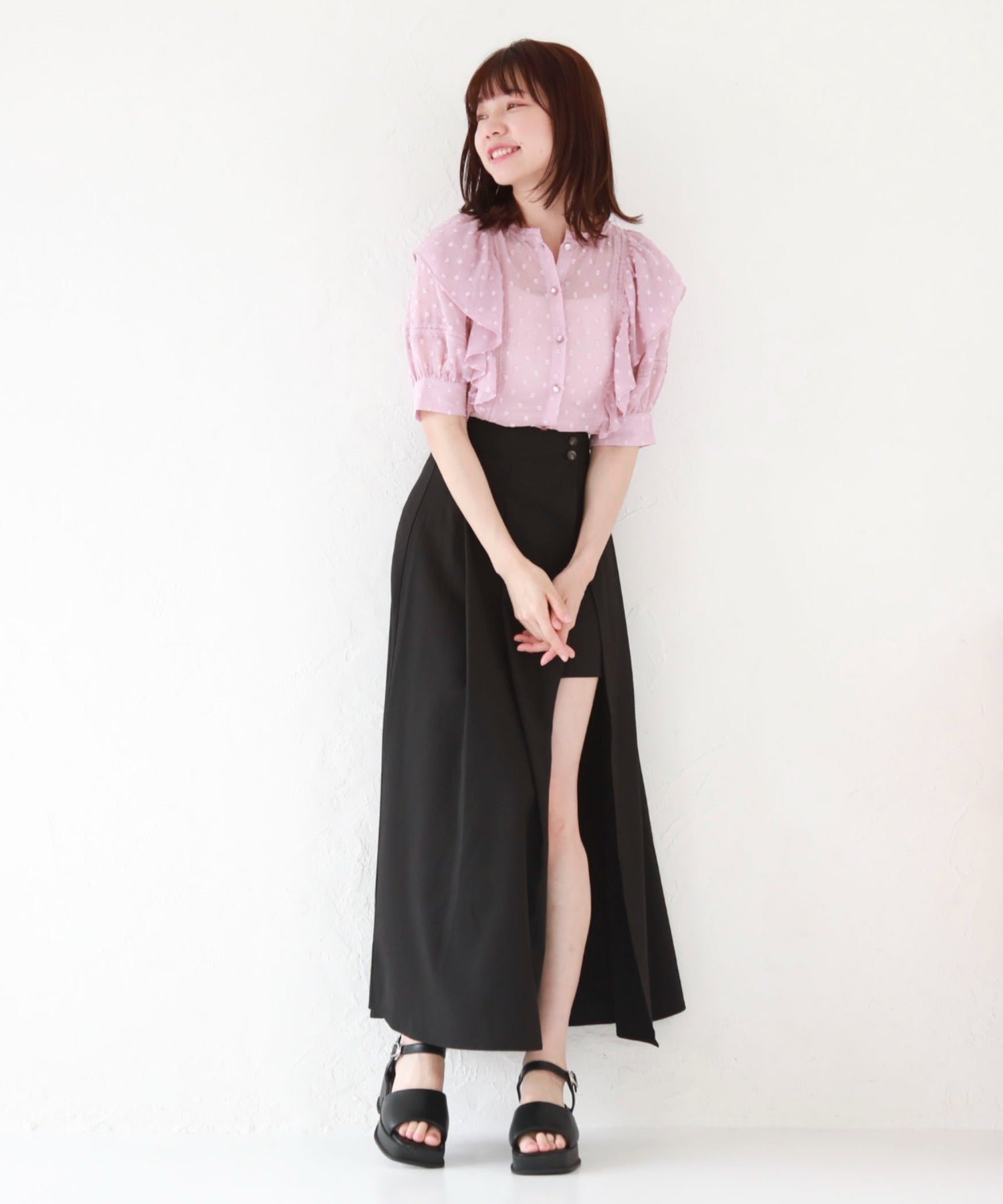 アルシーヴ archives ドビードットフリルブラウス