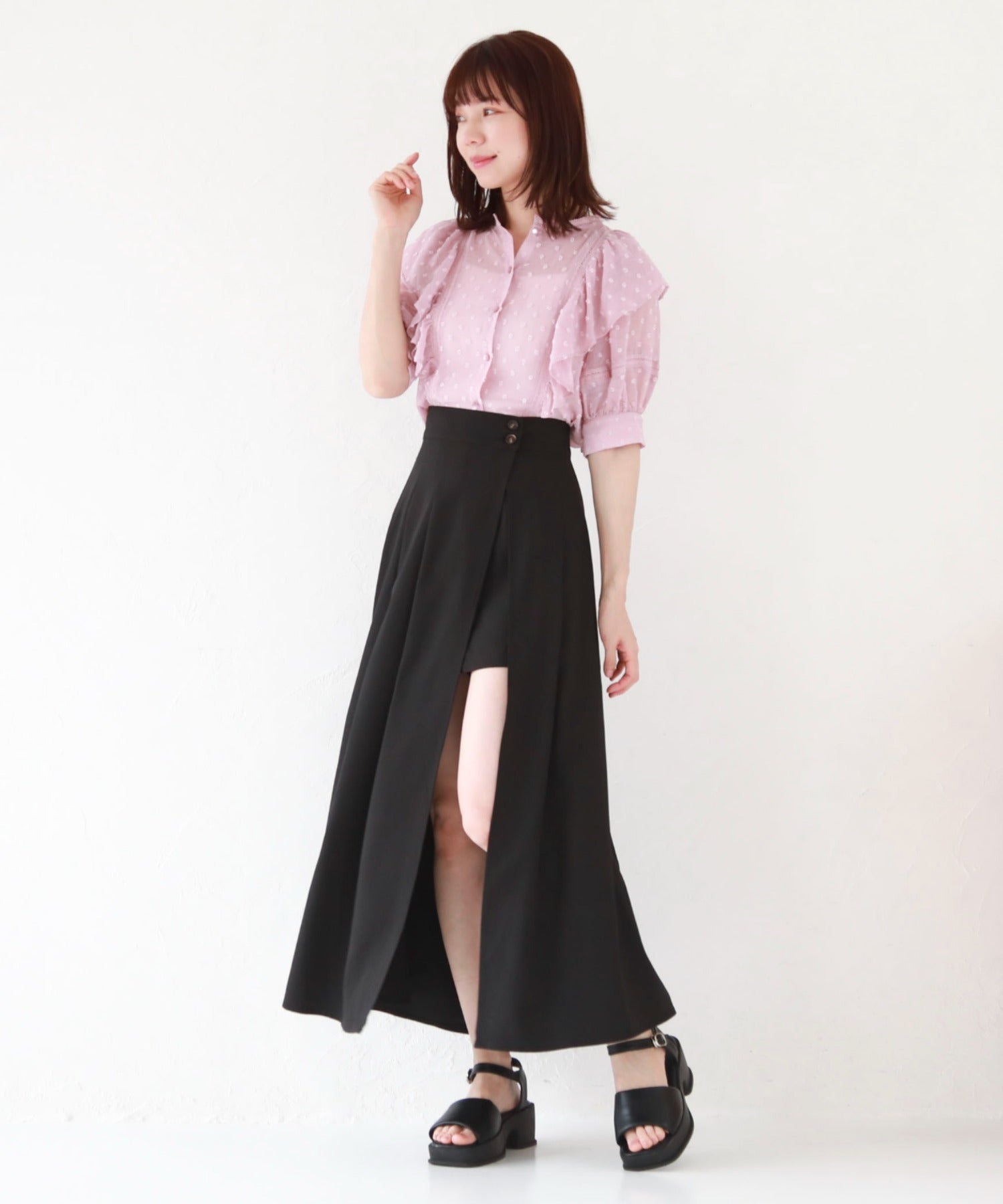 アルシーヴ archives ドビードットフリルブラウス