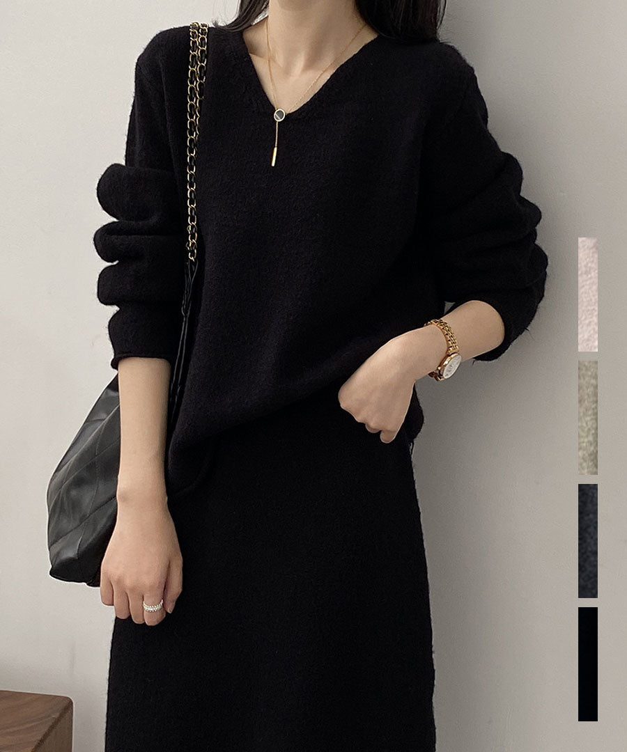 ARGO TOKYO ARGO TOKYO V Neck Knit Skirt Setup 29100 V-neck knit knit dress knit setup knit skirt knit top V-neck knit