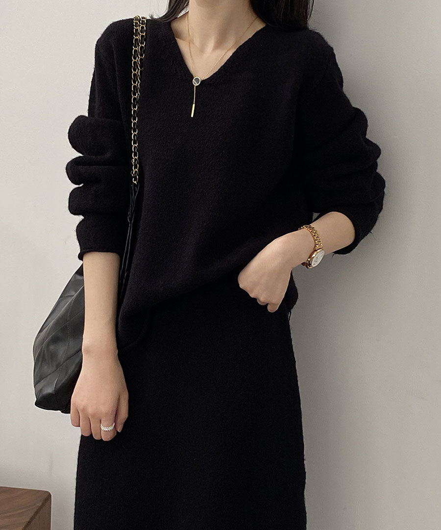 ARGO TOKYO ARGO TOKYO V Neck Knit Skirt Setup 29100 V-neck knit knit dress knit setup knit skirt knit top V-neck knit