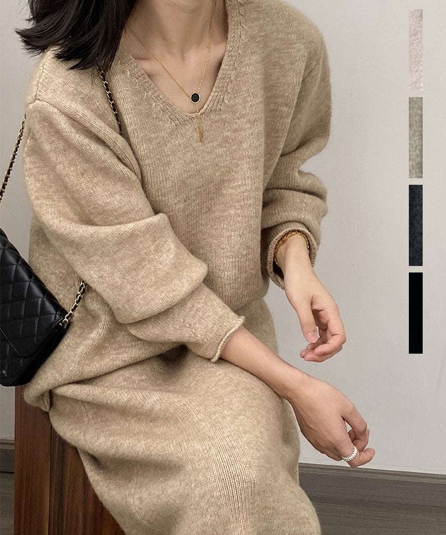 ARGO TOKYO ARGO TOKYO V Neck Knit Skirt Setup 29100 V-neck knit knit dress knit setup knit skirt knit top V-neck knit