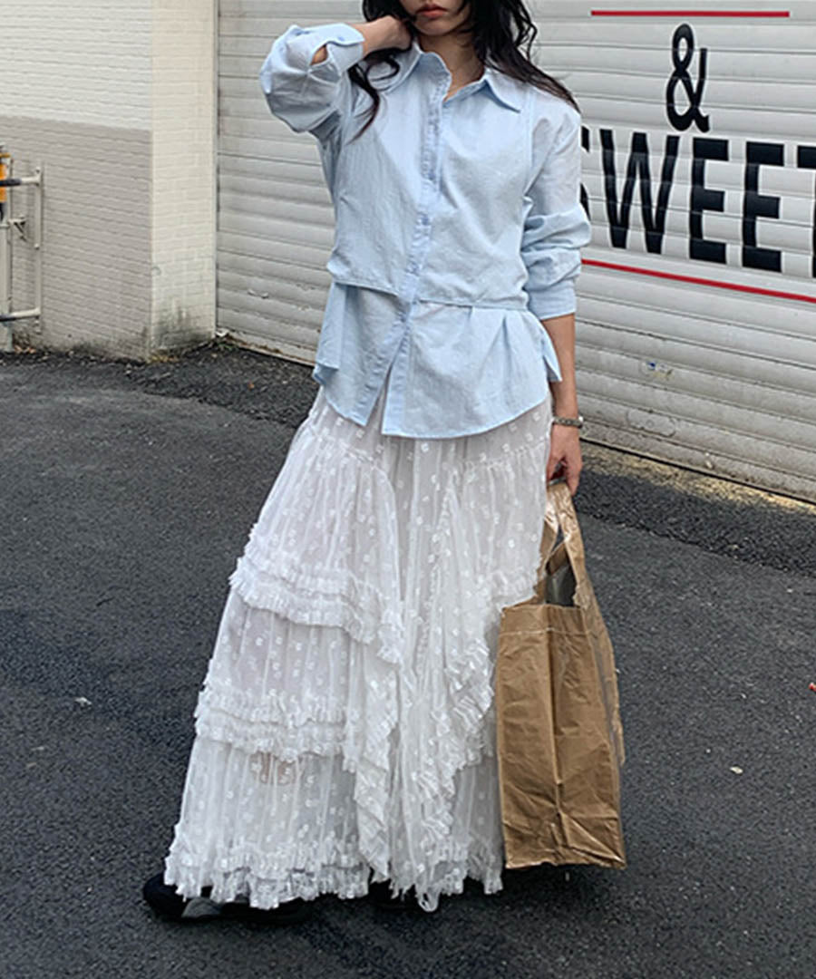 アルゴトウキョウ ARGO TOKYO Tulle Layed Long Skirt 222035 チュールレイヤードロングスカート （ホワイト） ホワイト