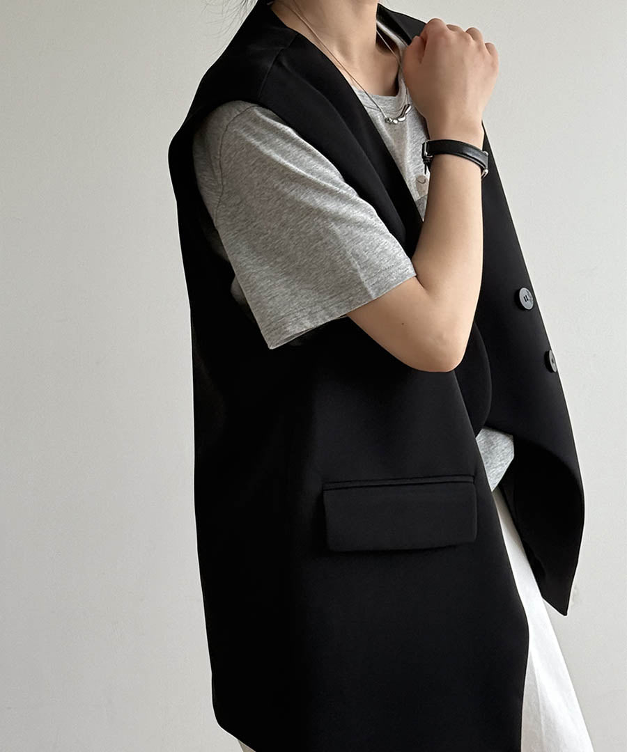 アルゴトウキョウ ARGO TOKYO Double Button V-neck Gilet 21133 ダブルボタンVネックジレ ダブルボタンベスト ジレ ロングベスト ロングジレ （ブラック） ブラック