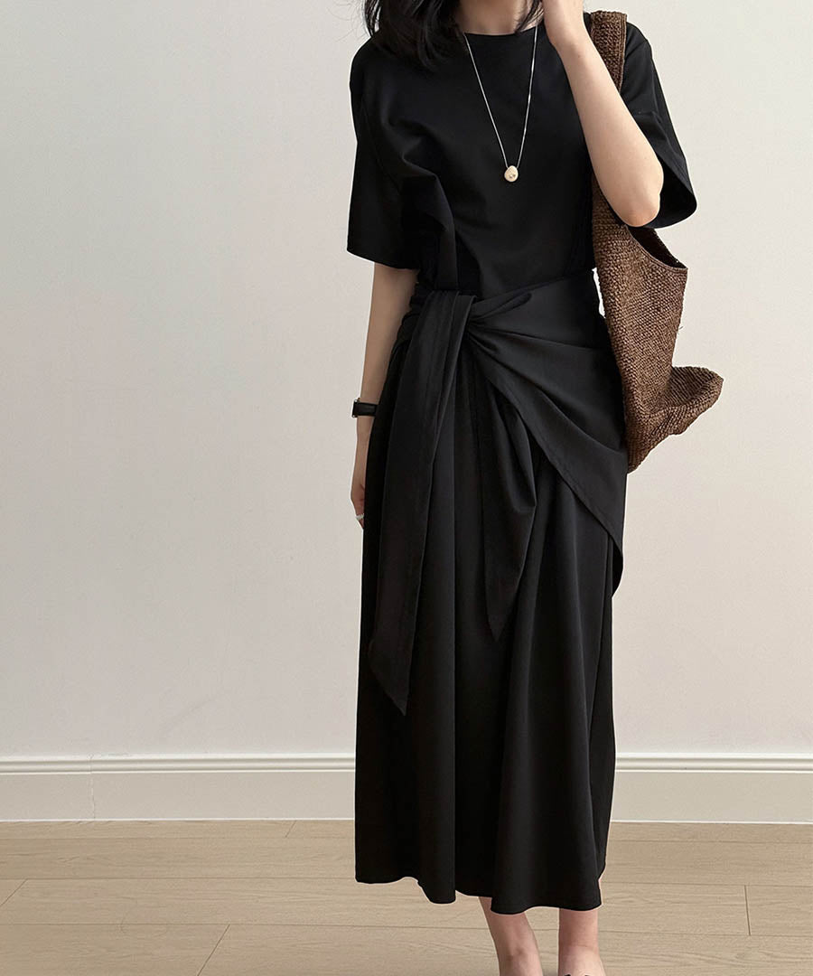 アルゴトウキョウ ARGO TOKYO 2WAY Crew-neck CutSew Onepiece 29102 2ウエイクルーネックカットソーワンピース カットワンピース カットソーワンピ マキシワンピース （ブラック） ブラック