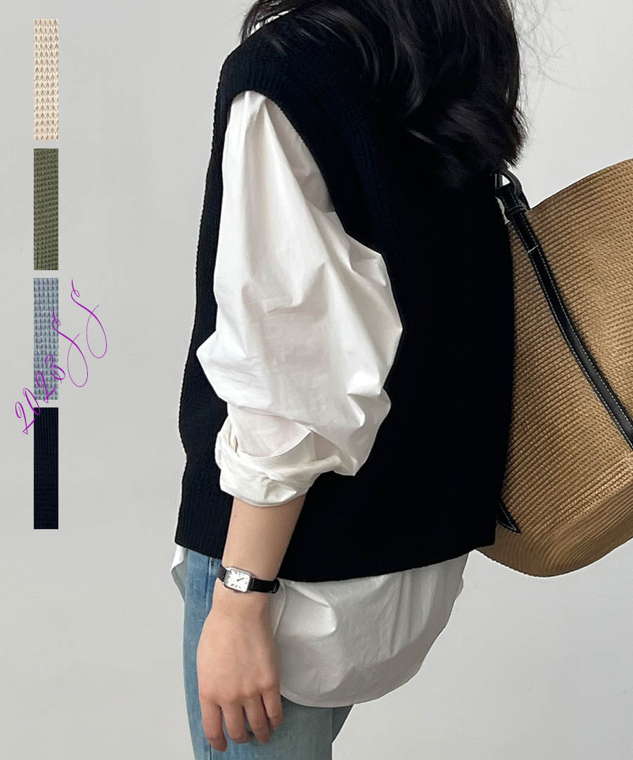 ARGO TOKYO Waffler Knit Vest 25065 Waffle knit vest