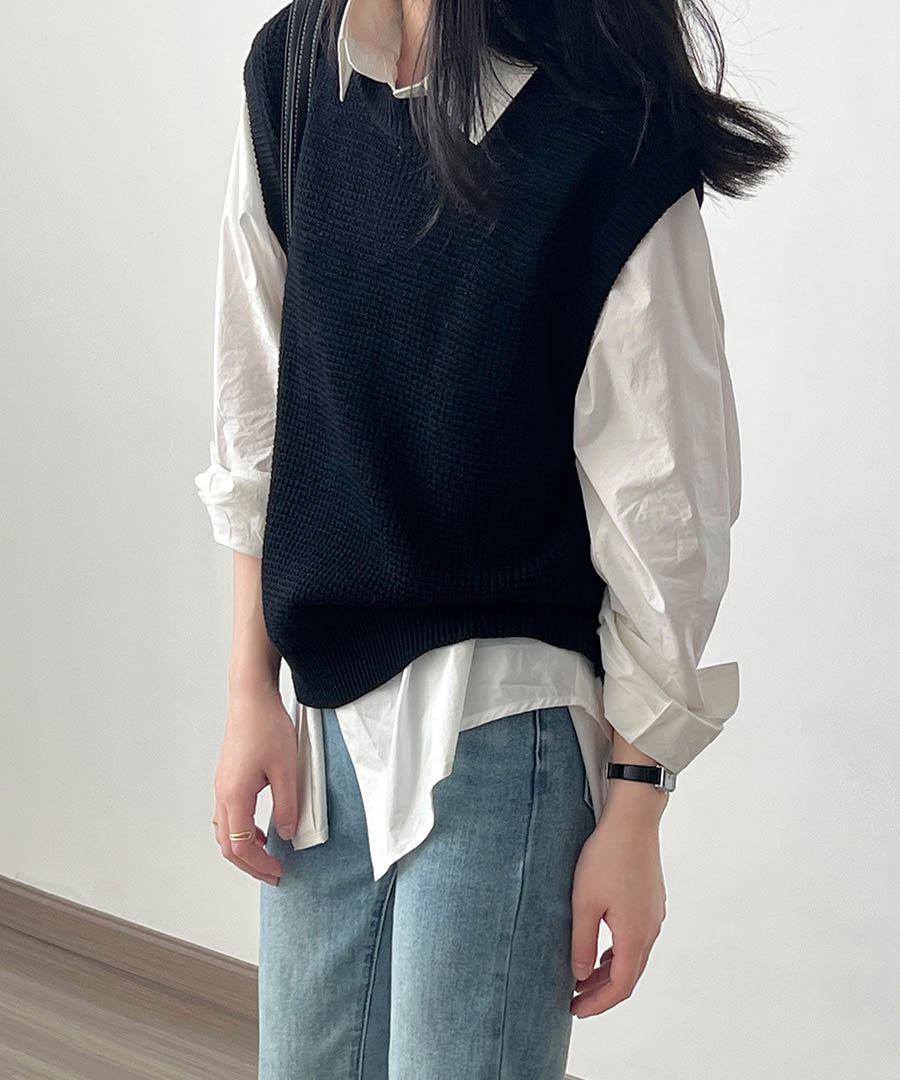 ARGO TOKYO Waffler Knit Vest 25065 Waffle knit vest