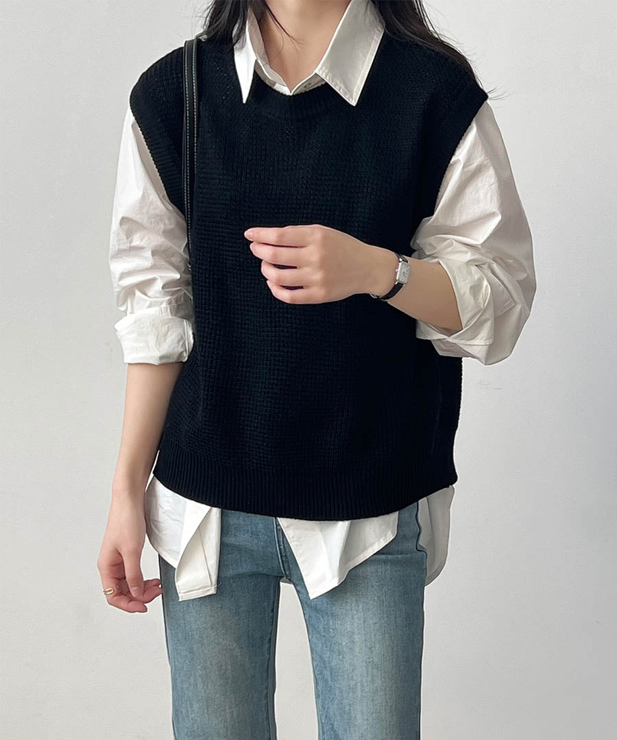 ARGO TOKYO Waffler Knit Vest 25065 Waffle knit vest