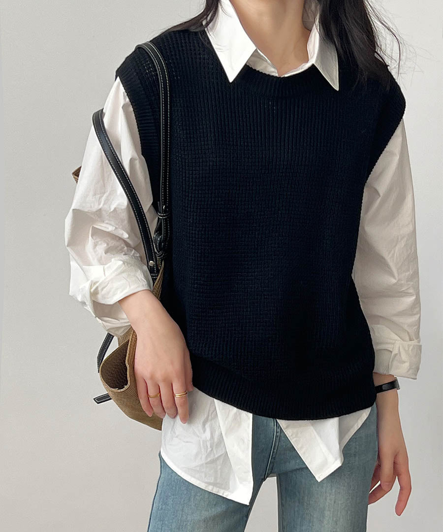 ARGO TOKYO Waffler Knit Vest 25065 Waffle knit vest