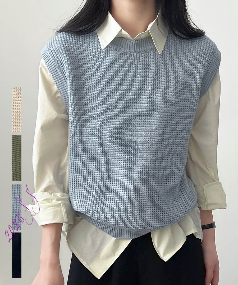ARGO TOKYO Waffler Knit Vest 25065 Waffle knit vest