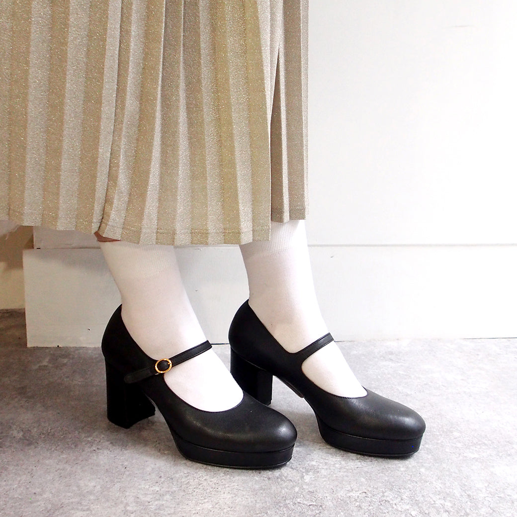 Ashinagaojisan Daddy Long Legs 70s retro style thick sole strap pumps