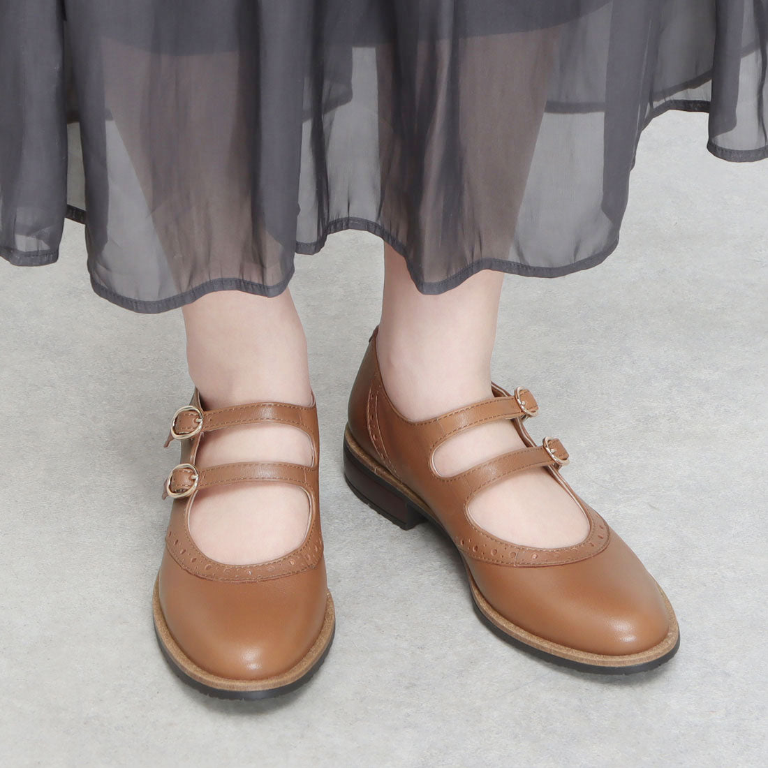 Ashinagaojisan Daddy Long Legs Adult Mary Jane [Non-slip] Double Strap Shoes