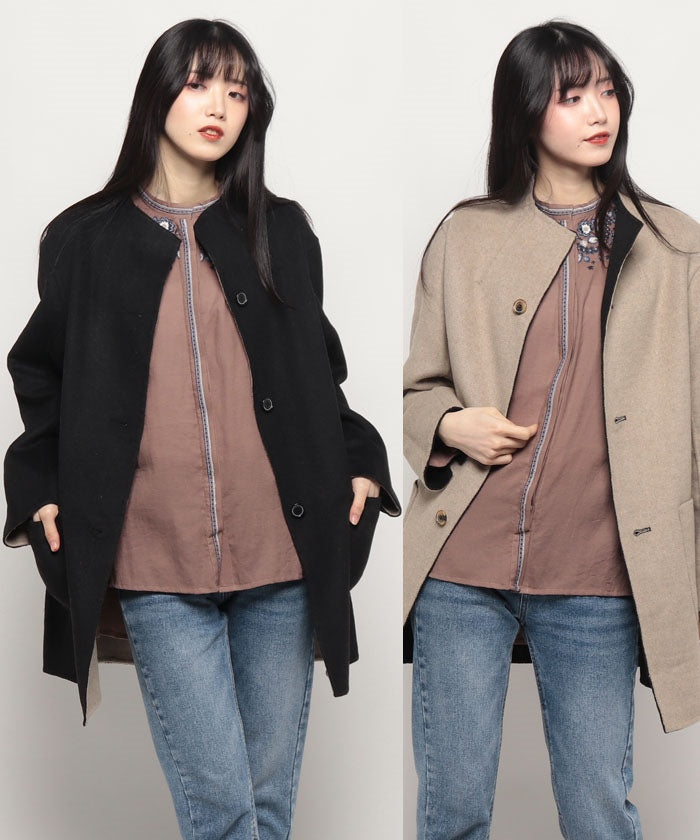 マガシーク MAGASEEK Short coat,ブラックベージュ