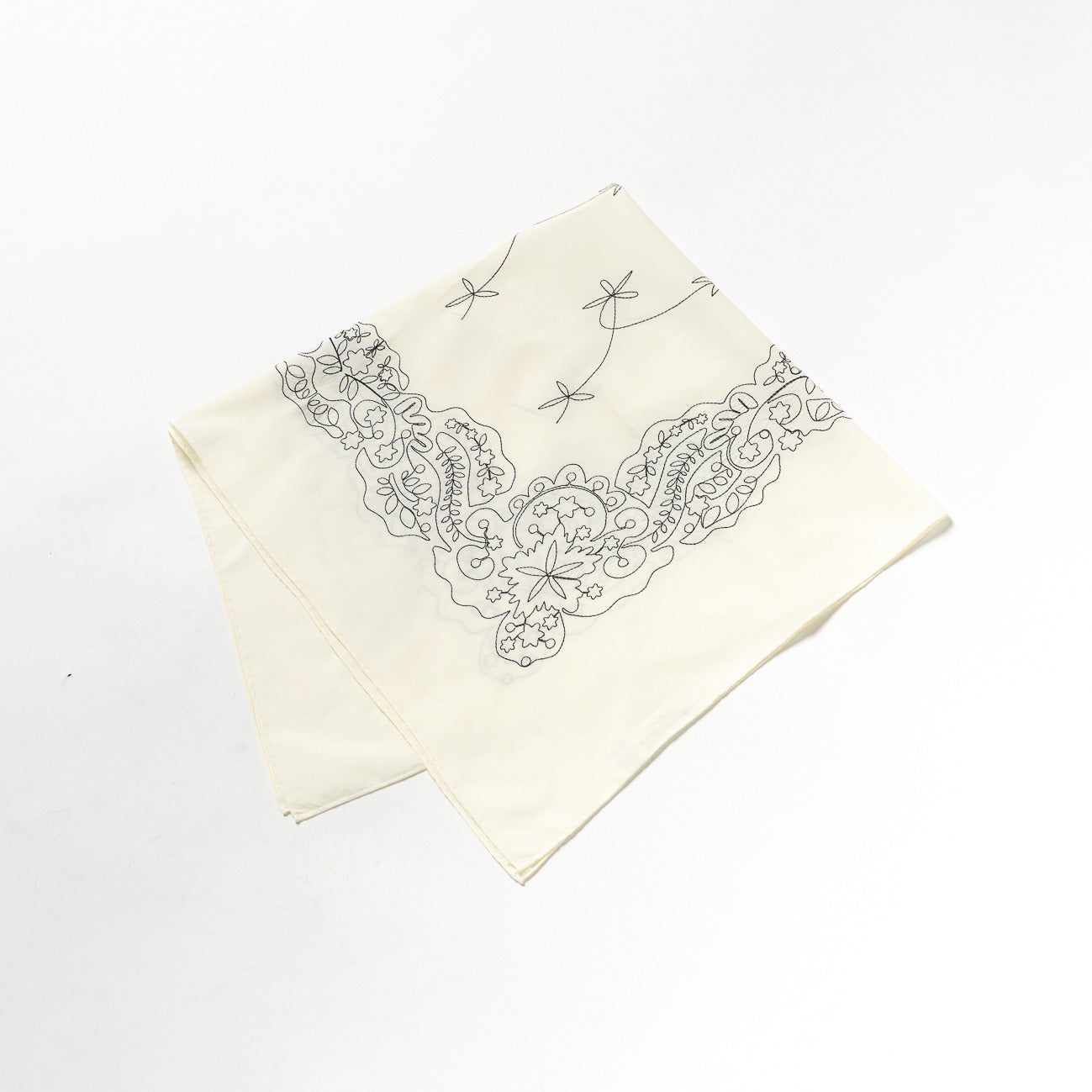 COTTON SILK EMBROIDERY BANDANA （ブラック） ブラック
