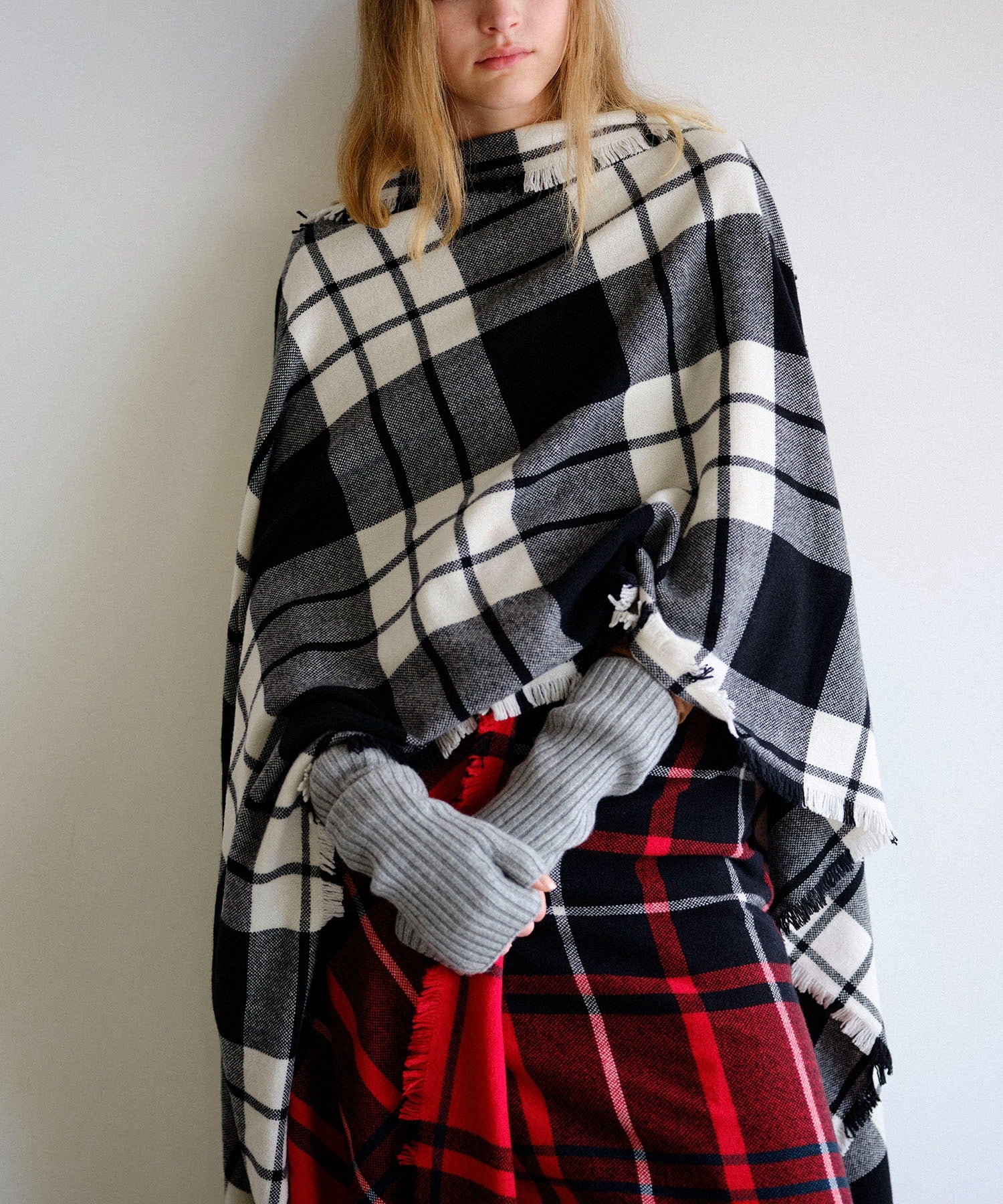 アソースメレ ASAUCE MELER ウルトラファインラムミニバスケットタータンストール / AM25F-ST135 （ホワイト） ホワイト