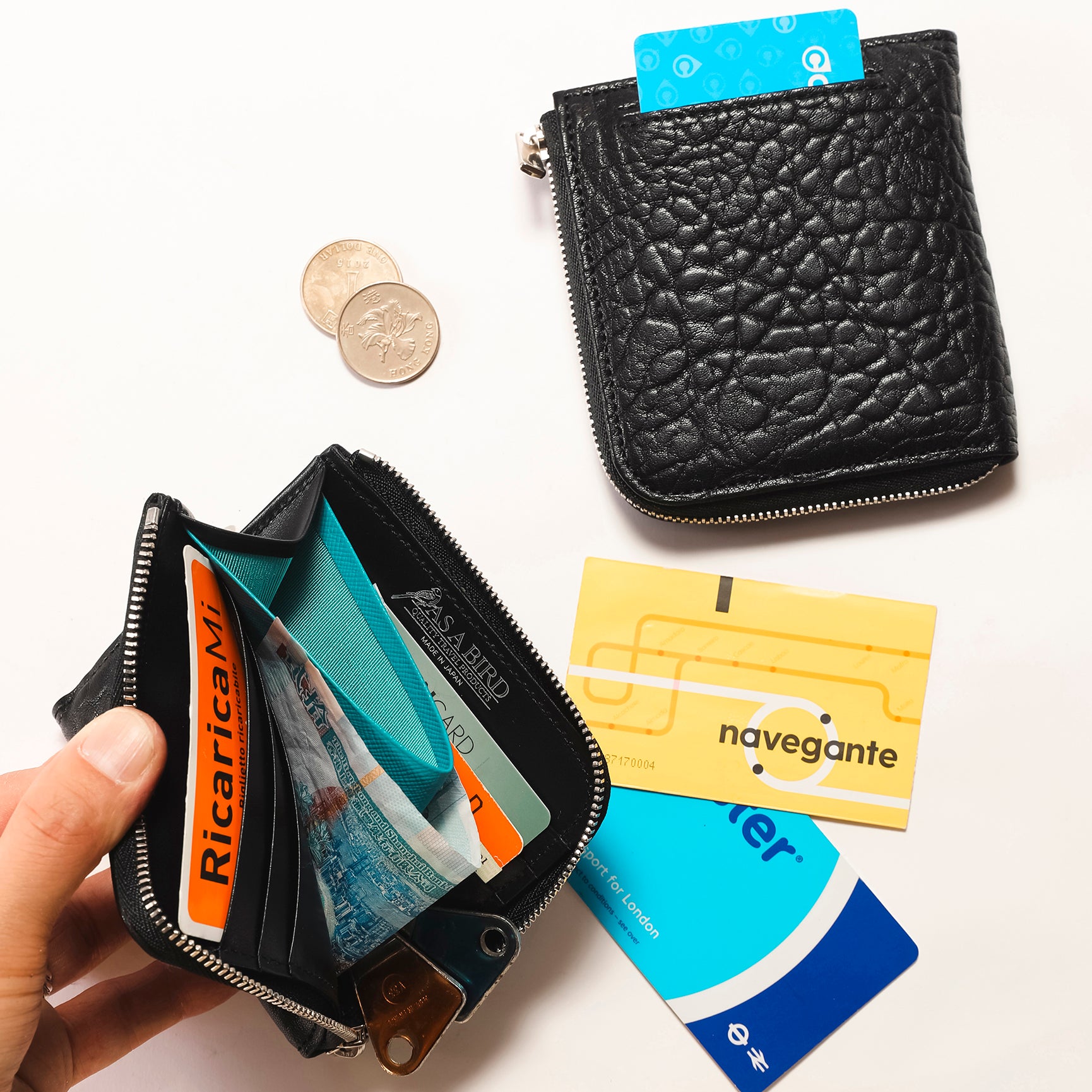 アズアバード AS A BIRD Mini Zip Wallet - Madrid （BLACK） BLACK