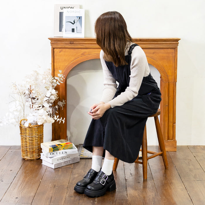 アタガール attagirl 厚底ダブルストラップローファー （ブラックスムース） ブラックスムース