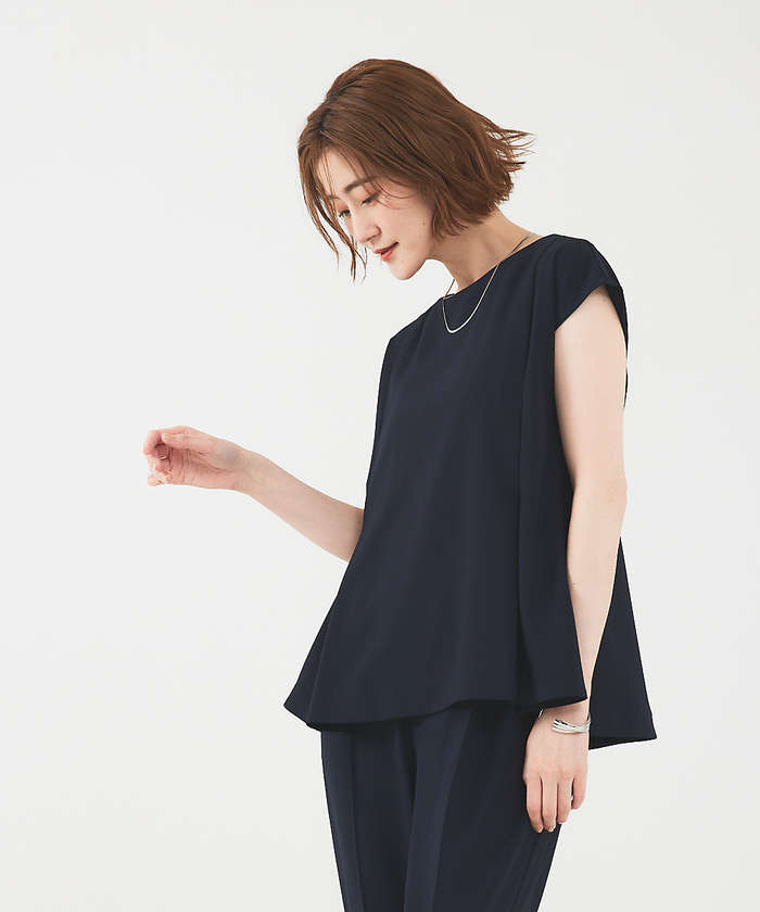 アバハウス マヴィ abahouse mavie 【エニデイカセット】ノーカラージャケット＆フレンチスリーブ・パンツセットアップ （ダークネイビー） ダークネイビー