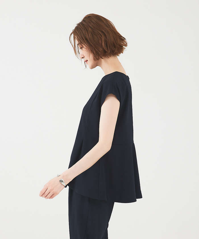 アバハウス マヴィ abahouse mavie 【エニデイカセット】ノーカラージャケット＆フレンチスリーブ・パンツセットアップ （ダークネイビー） ダークネイビー