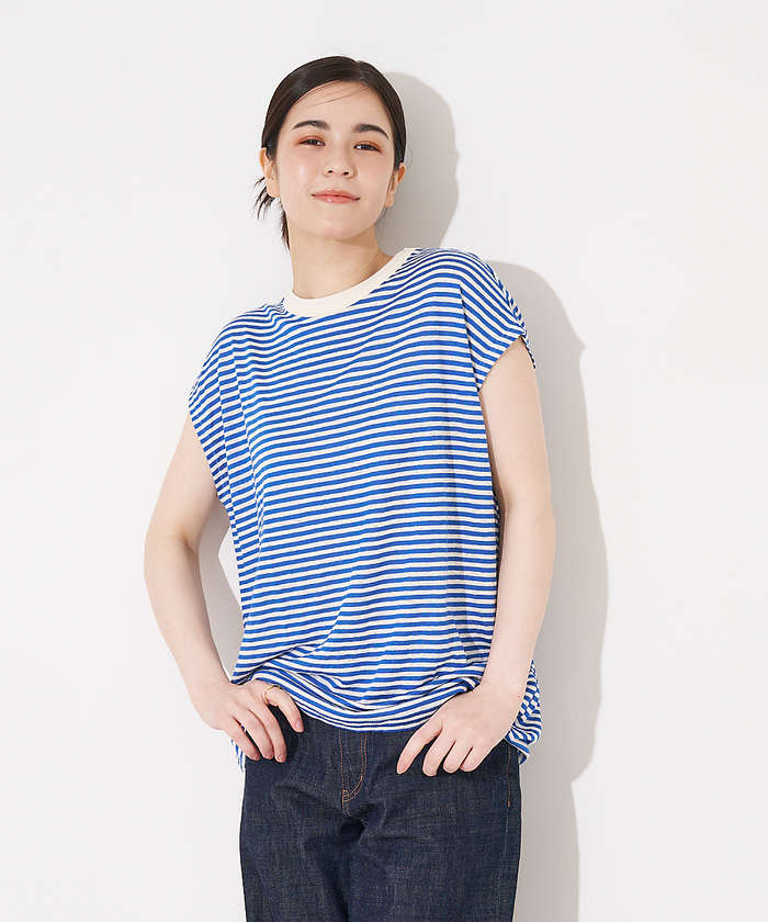 コレックス collex 【WEB限定】フレンチスリーブボーダーTシャツ （ブルー系その他1） ブルー系その他1
